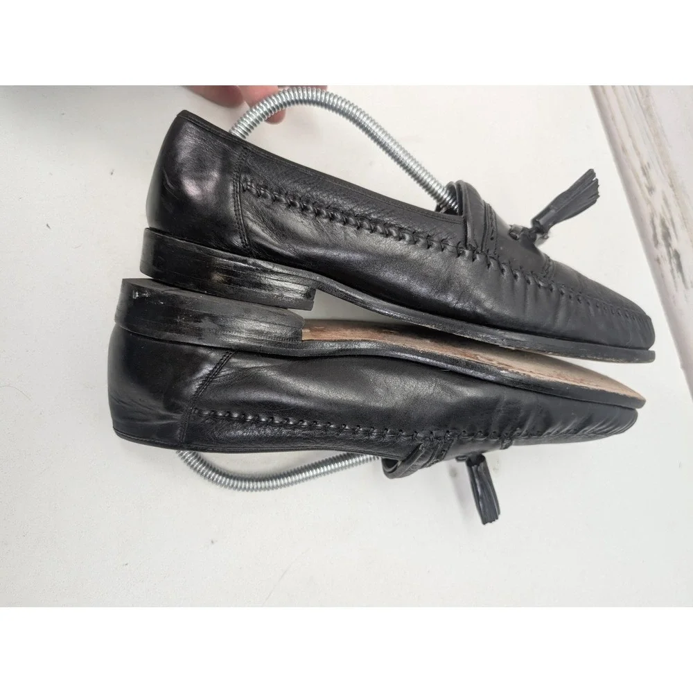 Brassboot Oxford Shoes Mens Size 9 Black Leather Tassel Slip On‎ Dress Spain